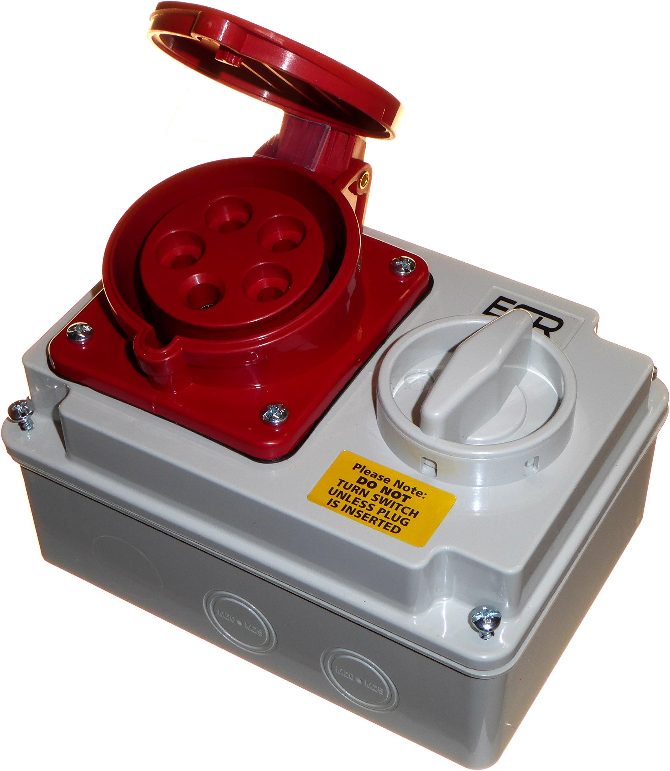 32 Amp 415V 5 Pin Interlock Socket Switched 3P+N+E 3 Phase Red