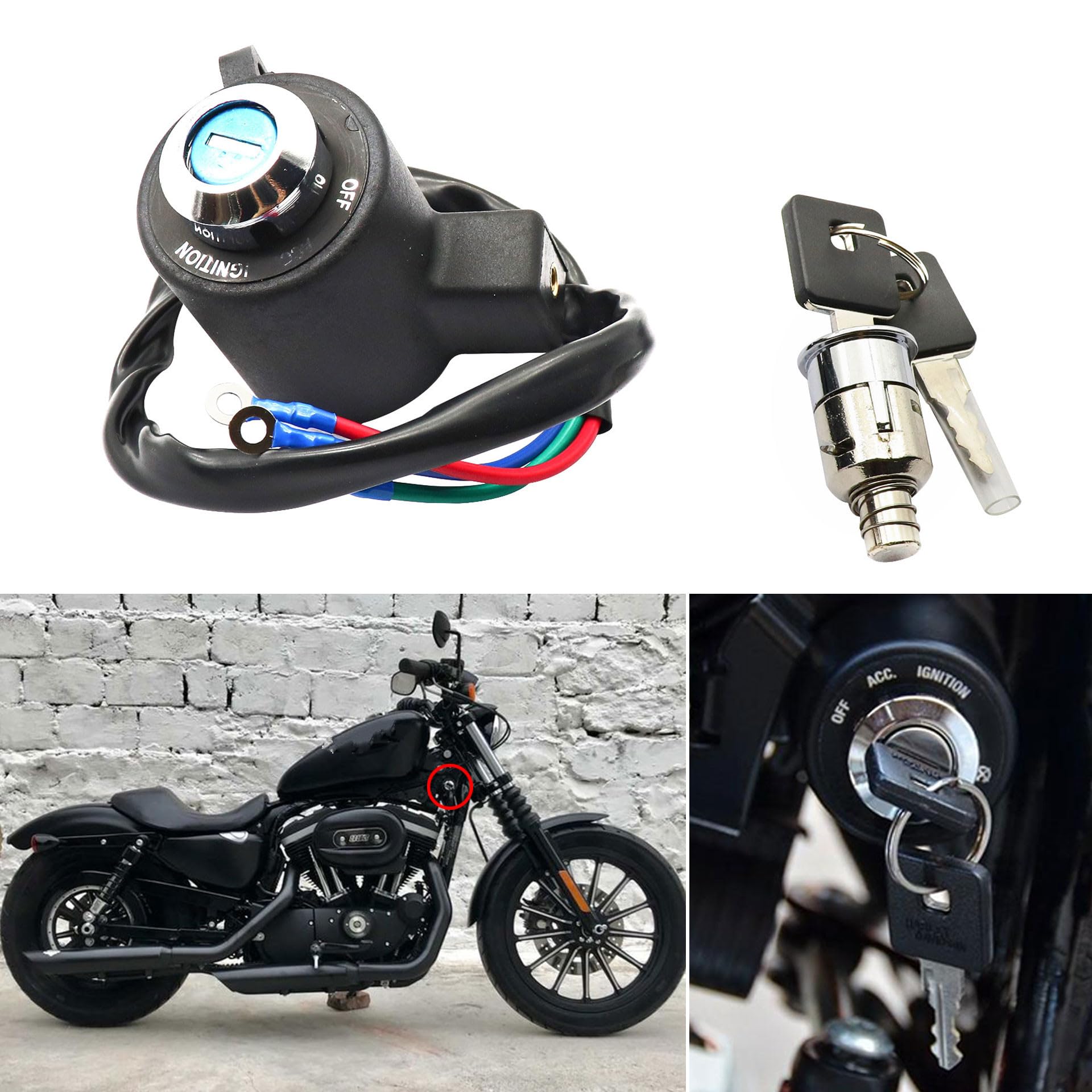 GXARTS Ignition Switch Lock Set Compatible with Harley-Davidson 