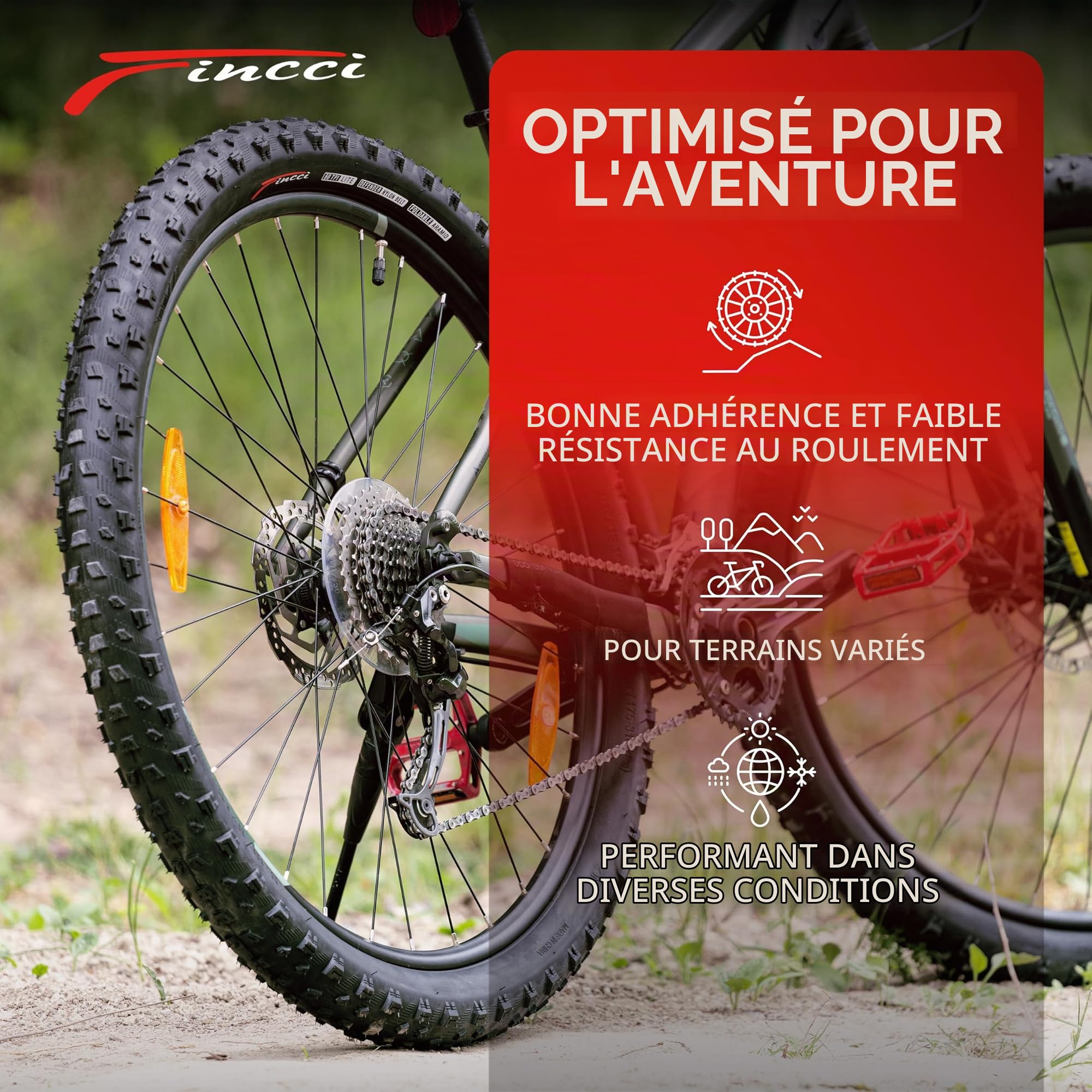 Fincci Velo Pneu VTT 27.5/29 x 2.35 Pouces - Paire Pliable Gravel Tire avec 1mm Nylon Protection Anti Crevaison, 60 TPI pour VTC, Montagne & Hybrid & Electrique Vélo, Tout Terrain, Vélo de Ville
