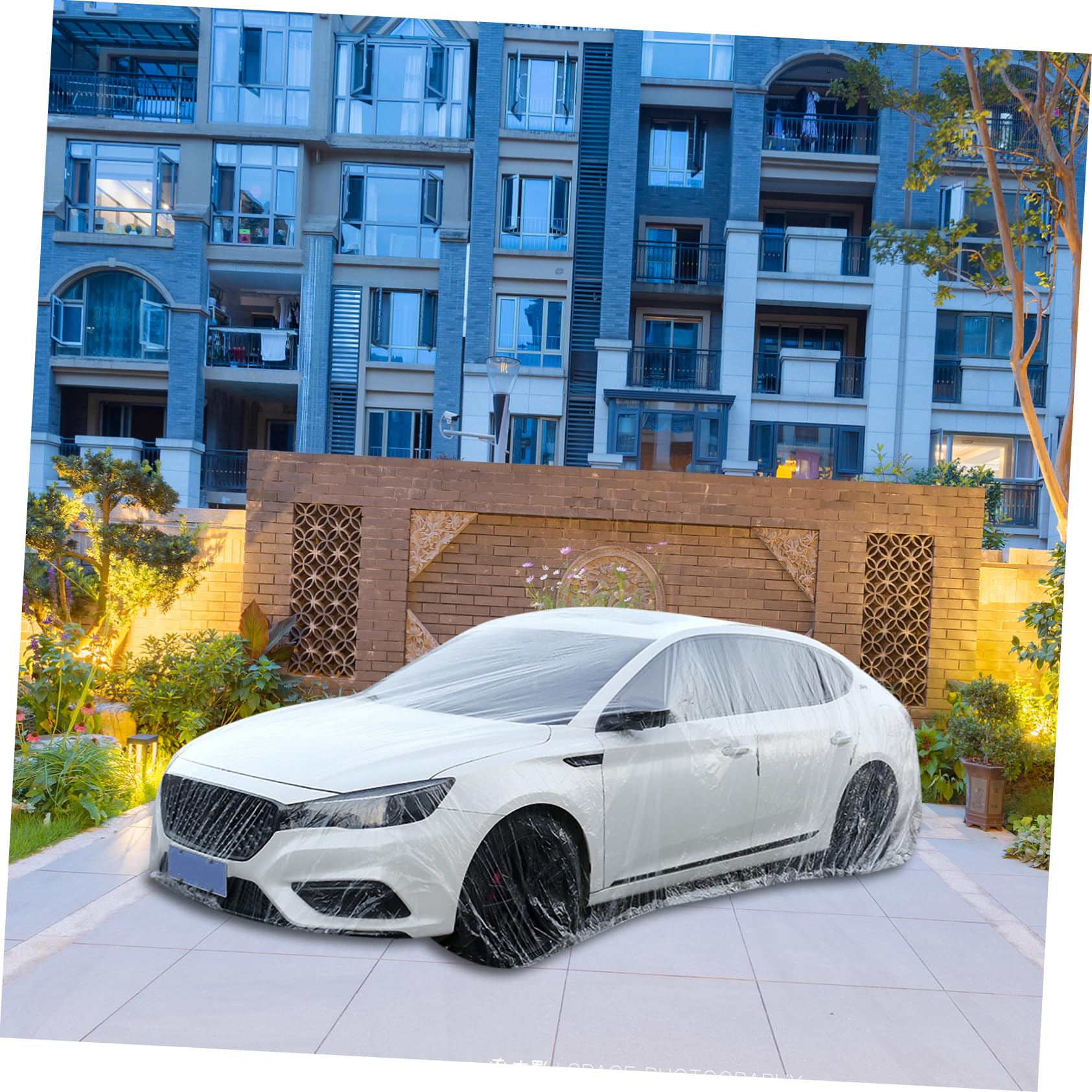 Vaguelly Outdoor Car Body Cover All-Weather Plastic Car Protector Dustproof Uv Resistant Full Coverage Rain and Sun Shield — view 8