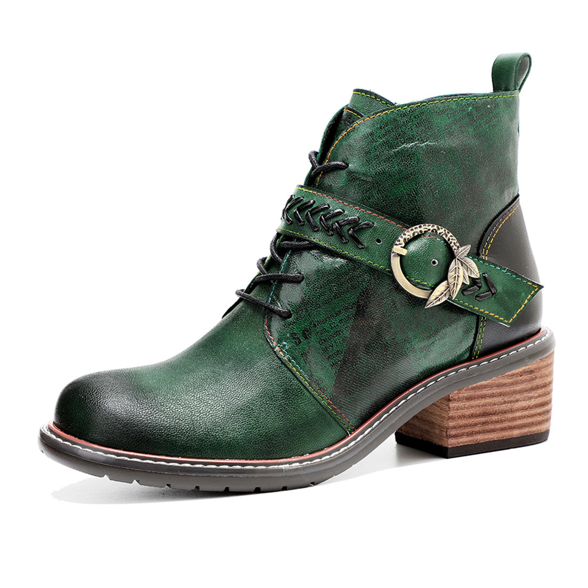 Women's Handmade Retro Lambskin High Heel Boots, Colorful Painting, Metallic Style - Fashion, Comfortable, Durable, Unique Minority Style