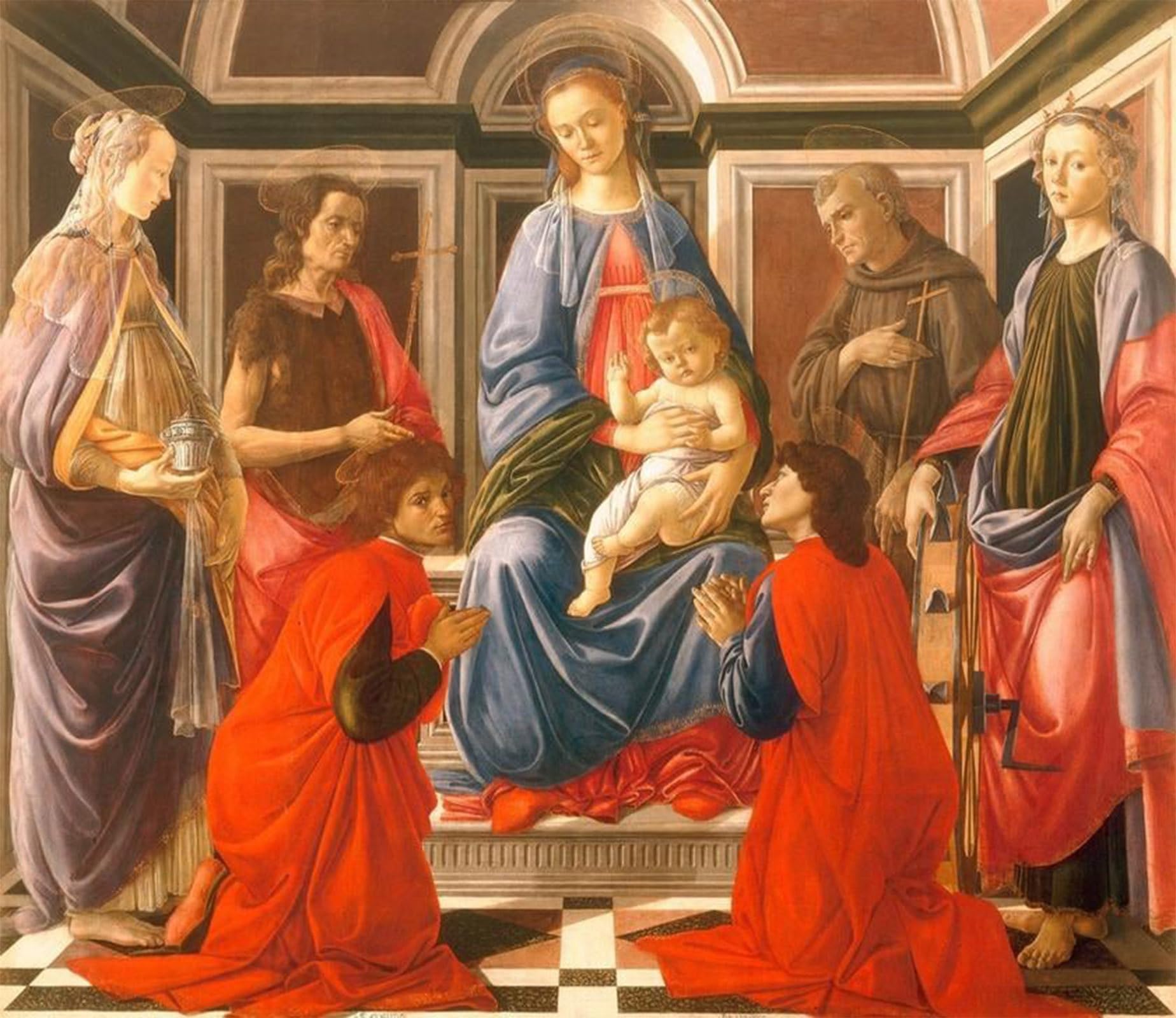 POSTERIIk Famous Print Pop Art Wall Art Graffiti Enthroned lady with the child and by Sandro Botticelli Art Prints for Home Decor 60x90cm