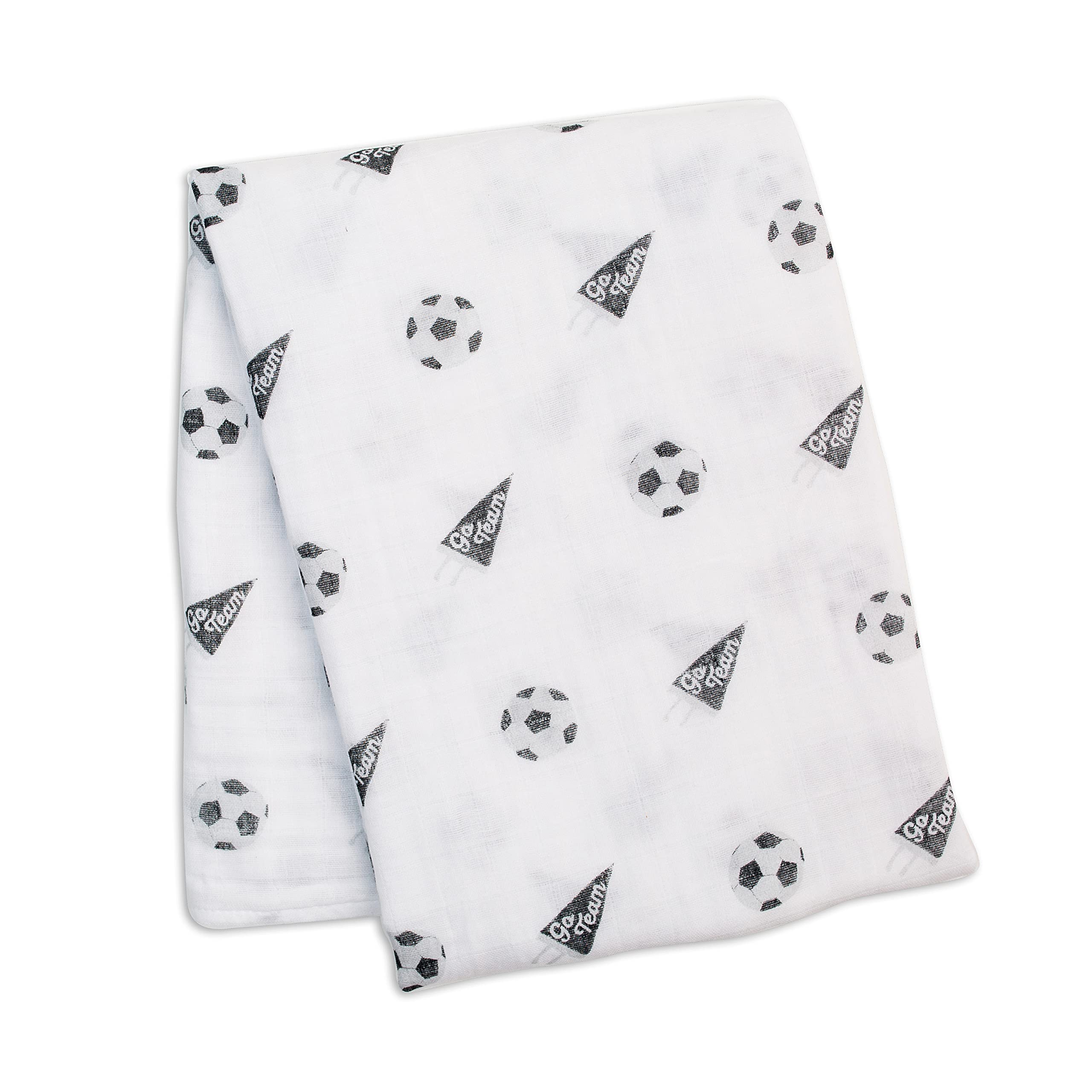lulujo Baby Swaddle Blanket| Unisex Softest 100% Cotton Muslin Swaddle Blanket| Neutral Receiving Blanket for Girls & Boys | 47in x 47in Soccer