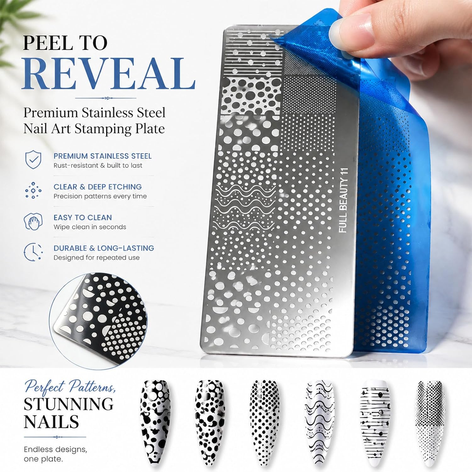 Nail Stamping Plates Kit With Stamper-French Line,Curve,Star,Dot Templates