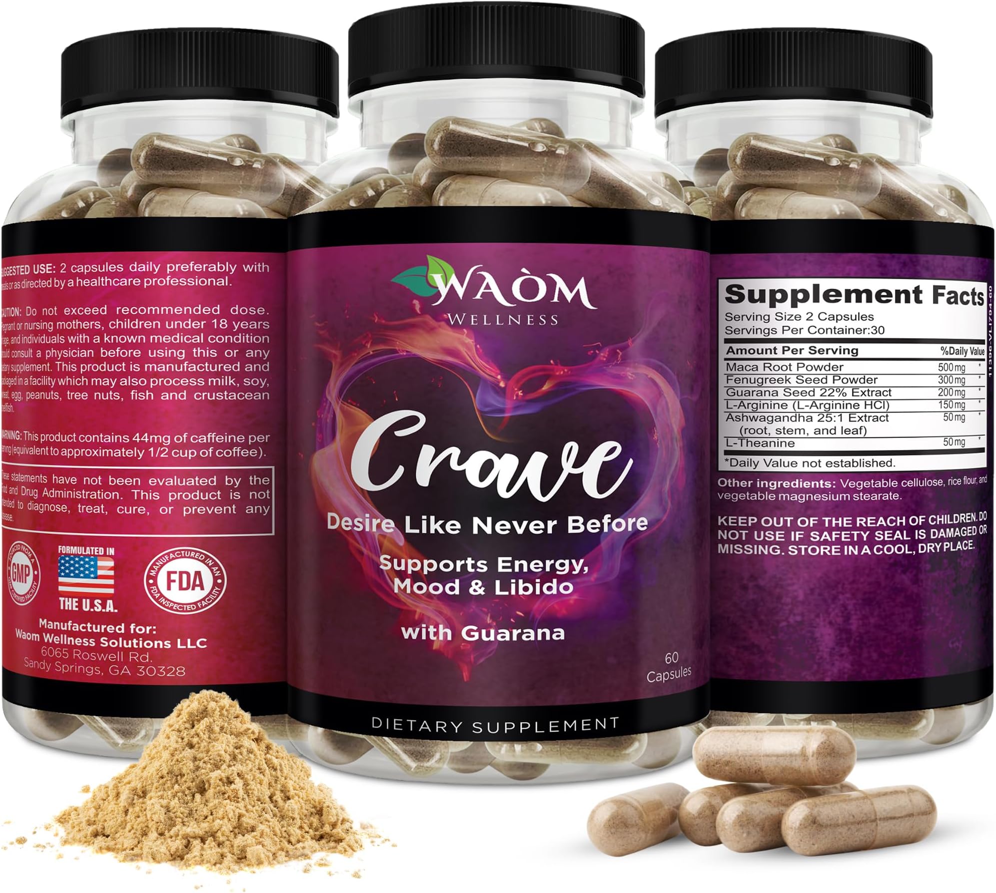 Crave – Women’s Desire Booster with Maca, Ashwagandha & L-Theanine – Natural Energy, Mood & Hormone Balance Support – 60 Vegan Capsules