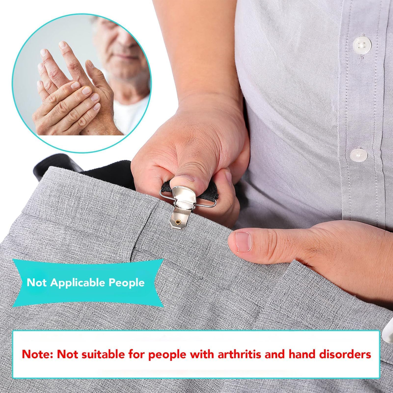 2 pièces aide à l'habillage à pince en métal, aides à l'habillage réglables pour remonter les pantalons pour handicapés, personnes âgées, personnes âgées, femmes enceintes et