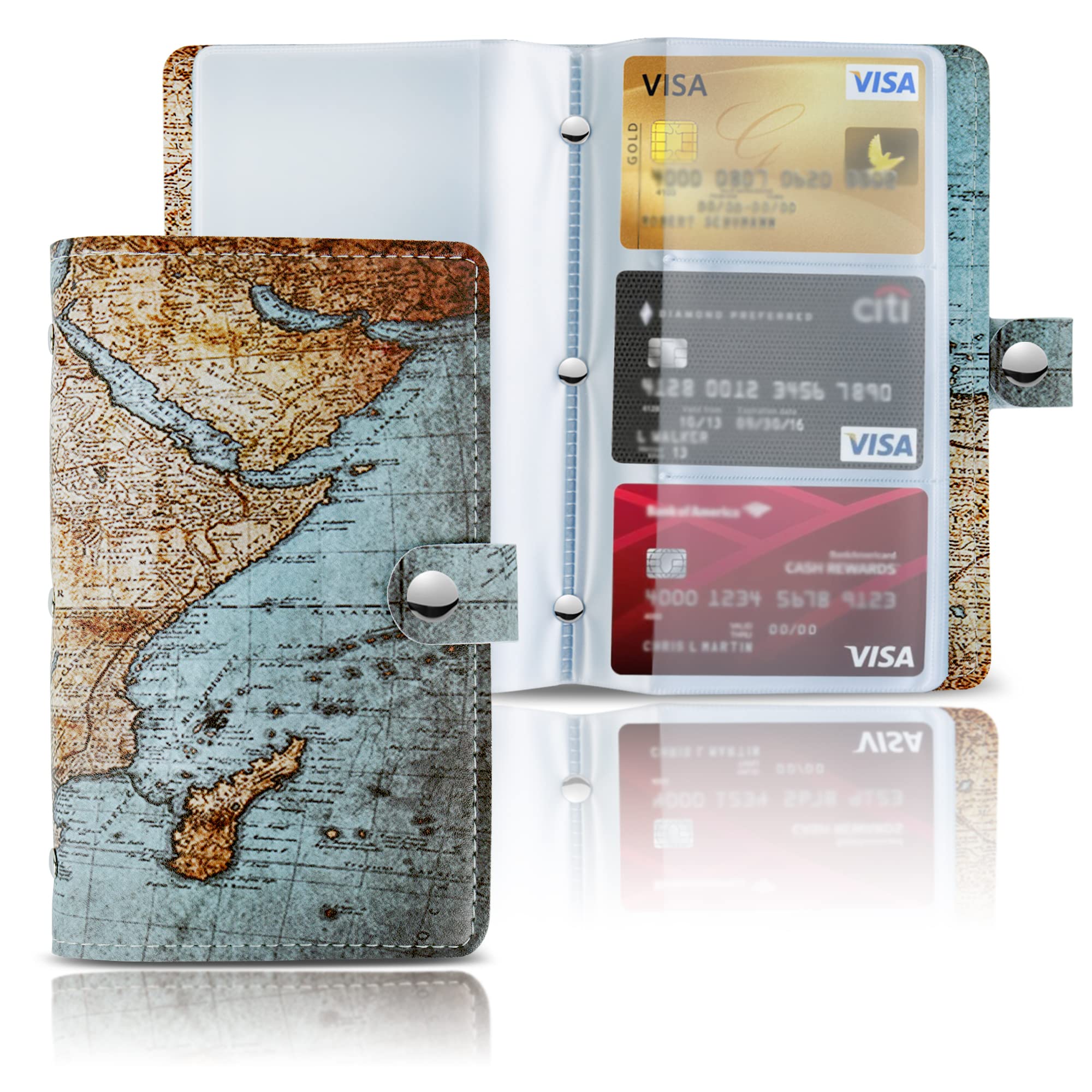 Hennaja Business Card Organizer,Business Card Holder Book Case PU Leather Organization Binder Name ID Card Holder for Men & Women, Up to 96 Cards