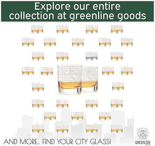 Miniatura 6 de Vasos tradicionales de whisky, diseño grabado de mapa de la ciudad (2 unidades), Denver