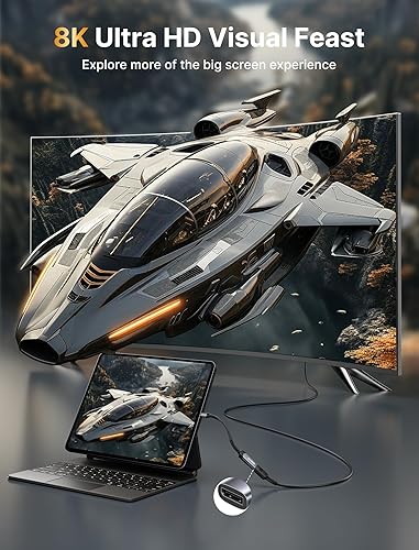 Miniatura 3 de JSAUX Adaptador USB C a DisplayPort 1.4 [8K @60Hz, 4K @144Hz 120Hz, 2K @240Hz] Dynamic HDR, 3D Thunderbolt4/3 a puerto de pantalla compatible con