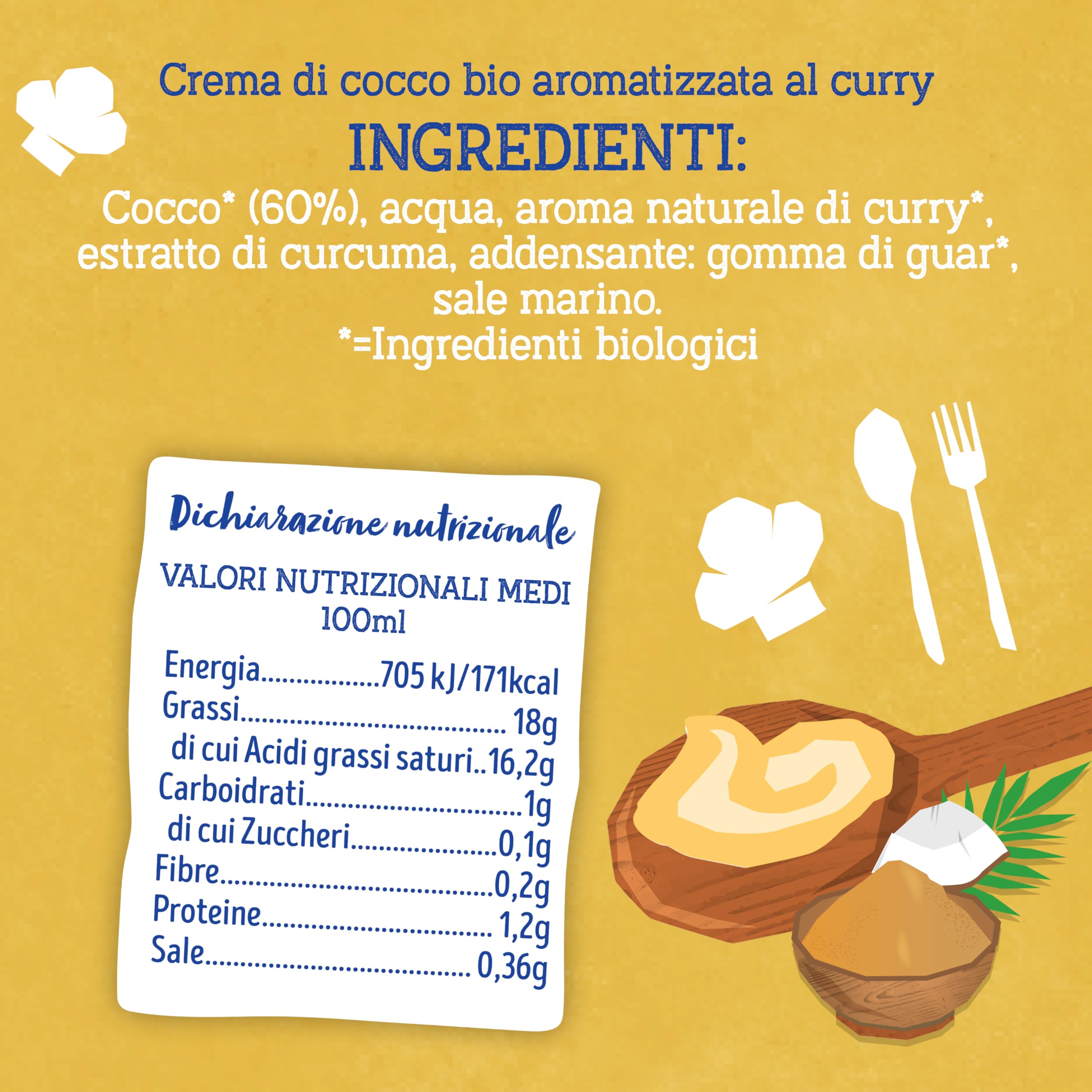 ISOLA BIO Crema da Cucina Cocco al Curry Bio, Alternativa Vegetale alla Panna da Cucina, Biologica, Senza Glutine, 100% Ingredienti Naturali, Formato 15 x 200 ml