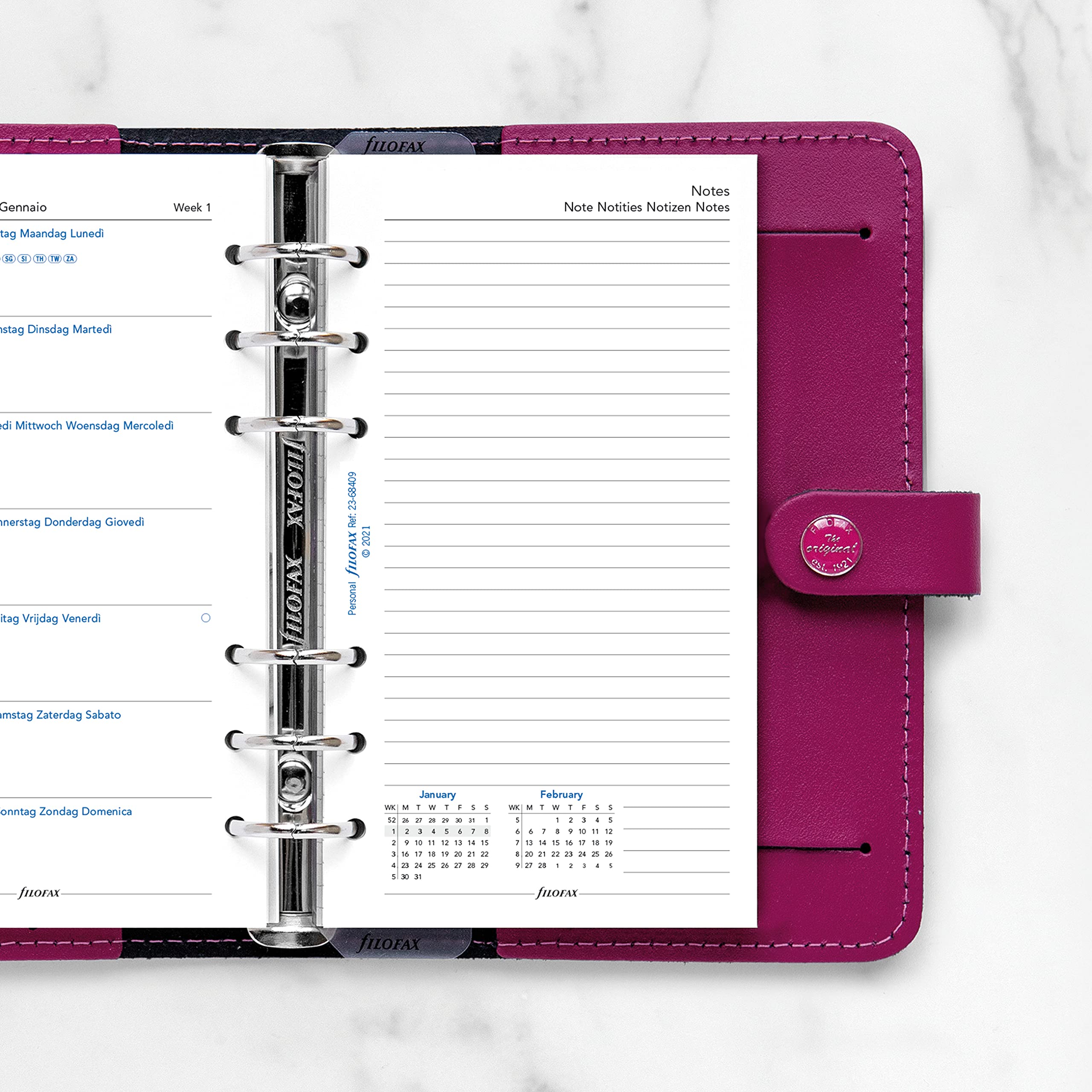 Filofax Personal Week Per Page 5 Language Cotton Cream 2026 Diary 26-68439 - View #6