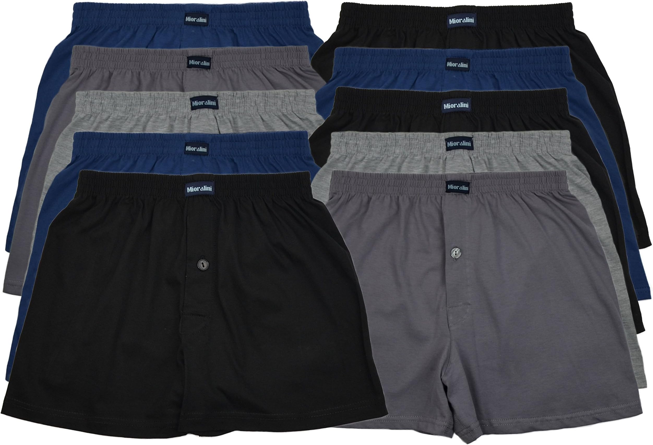 MioRalini 10 Knit Boxers 100% Cotton Classic and More Colors Soft Shorts for Men