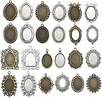 20pcs 18x25mm Oval Bezel Pendant Base Trays Cabochon Settings Trays Pendant Blanks 20pcs Mixed No Duplicate (M116)