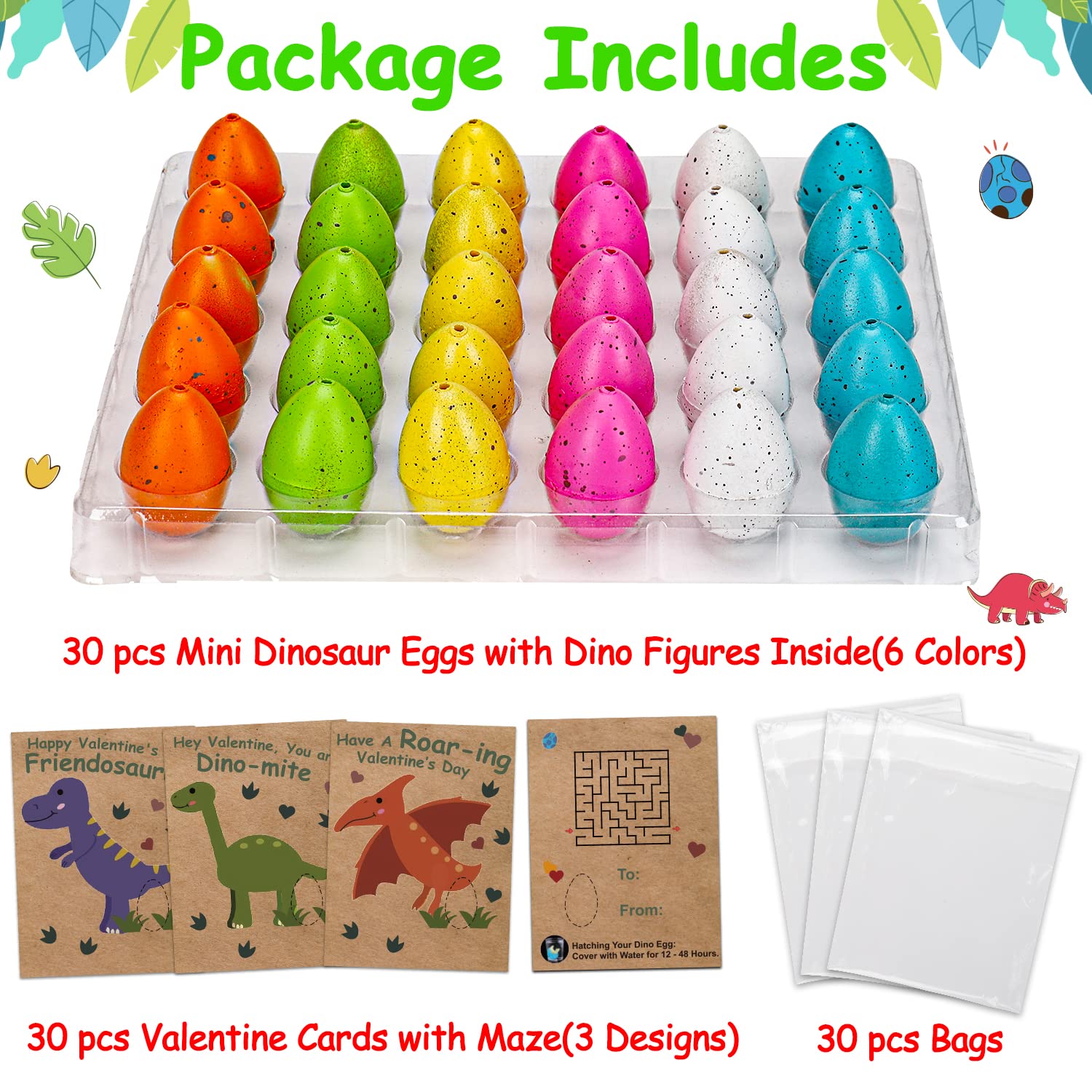 Snapklik.com : 30PCS Hatching Dinosaur Eggs Valentines Day Cards For ...
