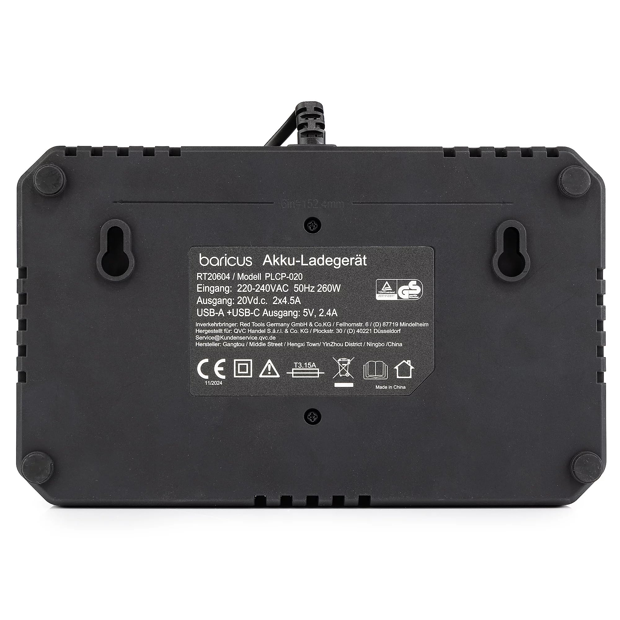 Baricus Doppelladegerät 18V – Ladegerät geeignet für alle 18V 2Ah & 4Ah Akkus - mit USB & USB-C - B-Ware