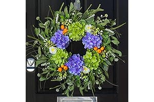 Spring Wreaths for Front Door, Summer Welcome Wreath Outdoor with Hydrangeas, Artificial...