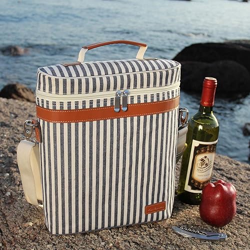 Miniatura 64 de ZORMY Bolsa de vino aislada para una sola botella, 1 botella de vino bolsa acolchada enfriador de vino perfecto para amantes del vino o regalo
