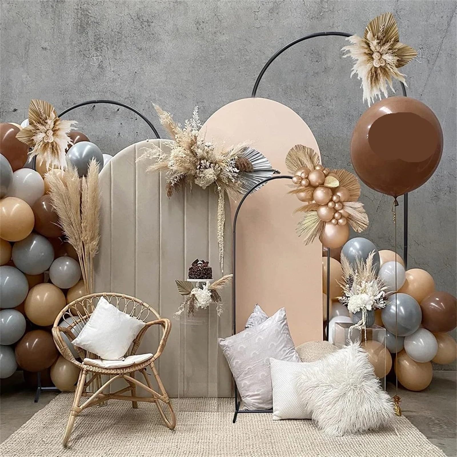Kit de soporte para globos de hierro para boda, decoración de arco semicircular, fiesta de cumpleaños, accesorios para fiestas festivas (Schwarz, 2 m)