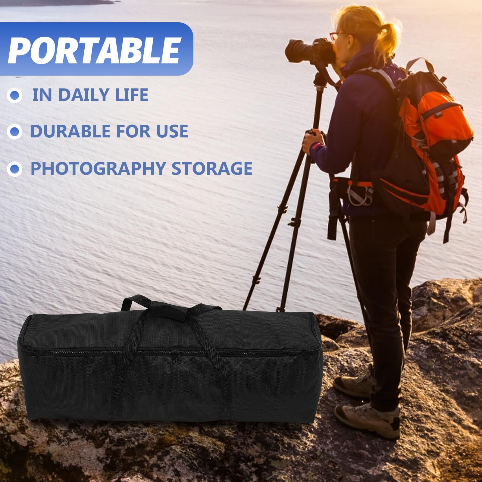 Toddmomy Borsa per Cavalletto Fotografico Singolo Strato Oxford Nero | Doppia Cerniera, Maniglia da Trasporto, Design Pieghevole e Riutilizzabile, Formato per Accessori