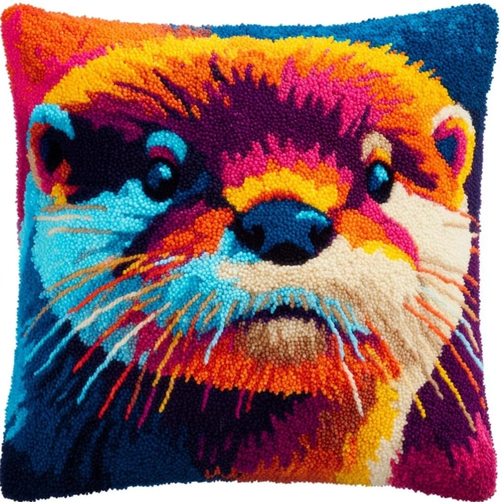 WallustrioaW Latch Hook Kits Pillowcase Embroidery Kit,Cartoon Otter