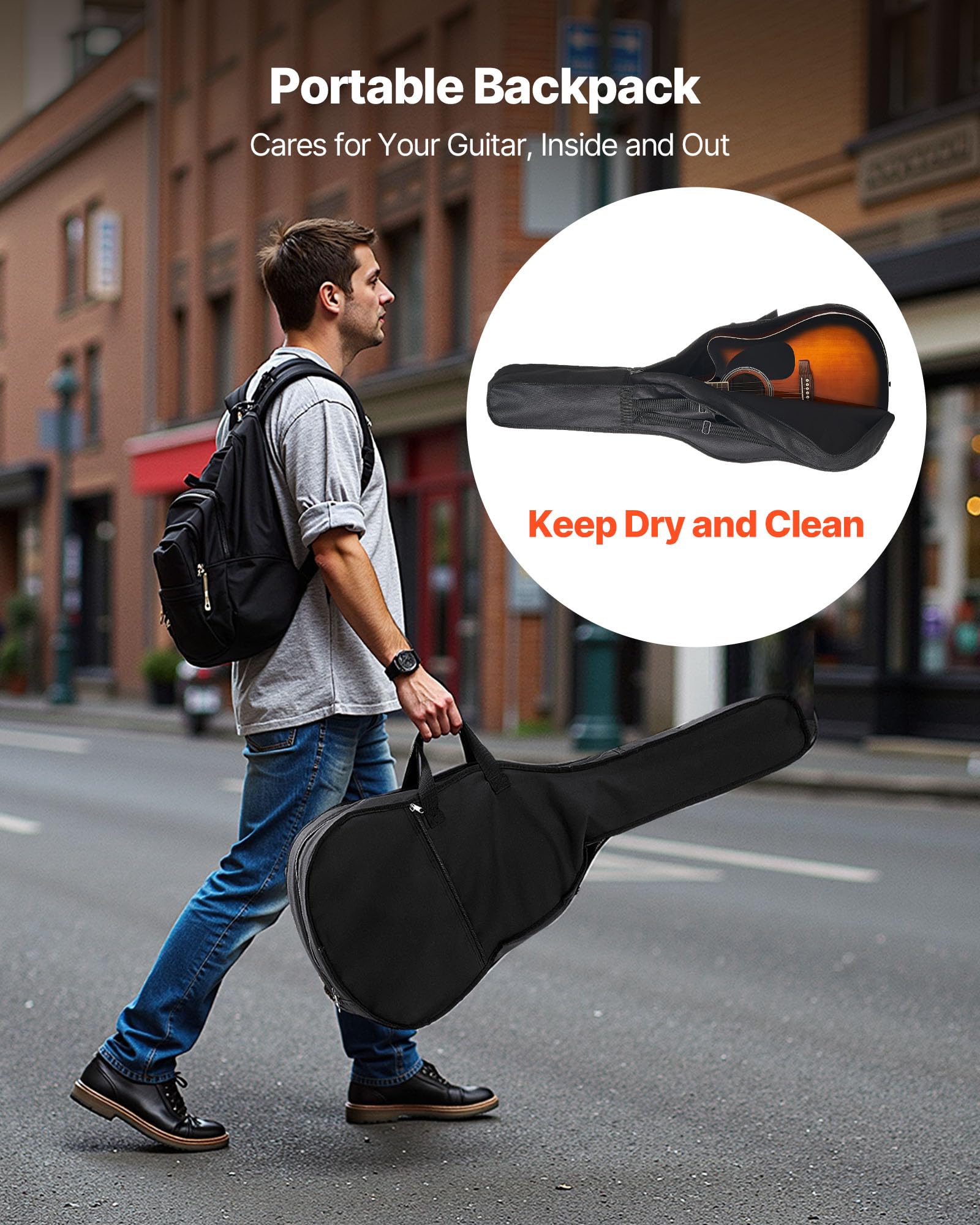 VEVOR Elektro Akustische Gitarre Cutaway 1041,4 mm, Anfängerpaket mit Gigbag, Stimmgerät, Gurt, Stahlsaiten, Plektren, Kapodaster, Palisandergriffbrett, für Fingerstyle-Solo-Jazz, Sunburst