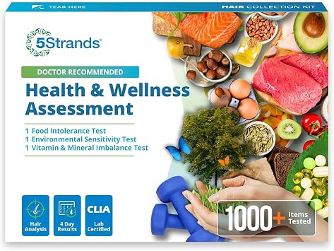5Strands Food Intolerance, Environmental Sensitivity & Nutritional Imbalance Test, 1052 Items Tested, Gut Health & Nutrition Absorption Testing for Adults & Kids, Results in 4 Days | 1250 Items Tested Including Food Intolerances, Environmental Sensitivities and Vitamin & Mineral Imbalances via Hair Analysis