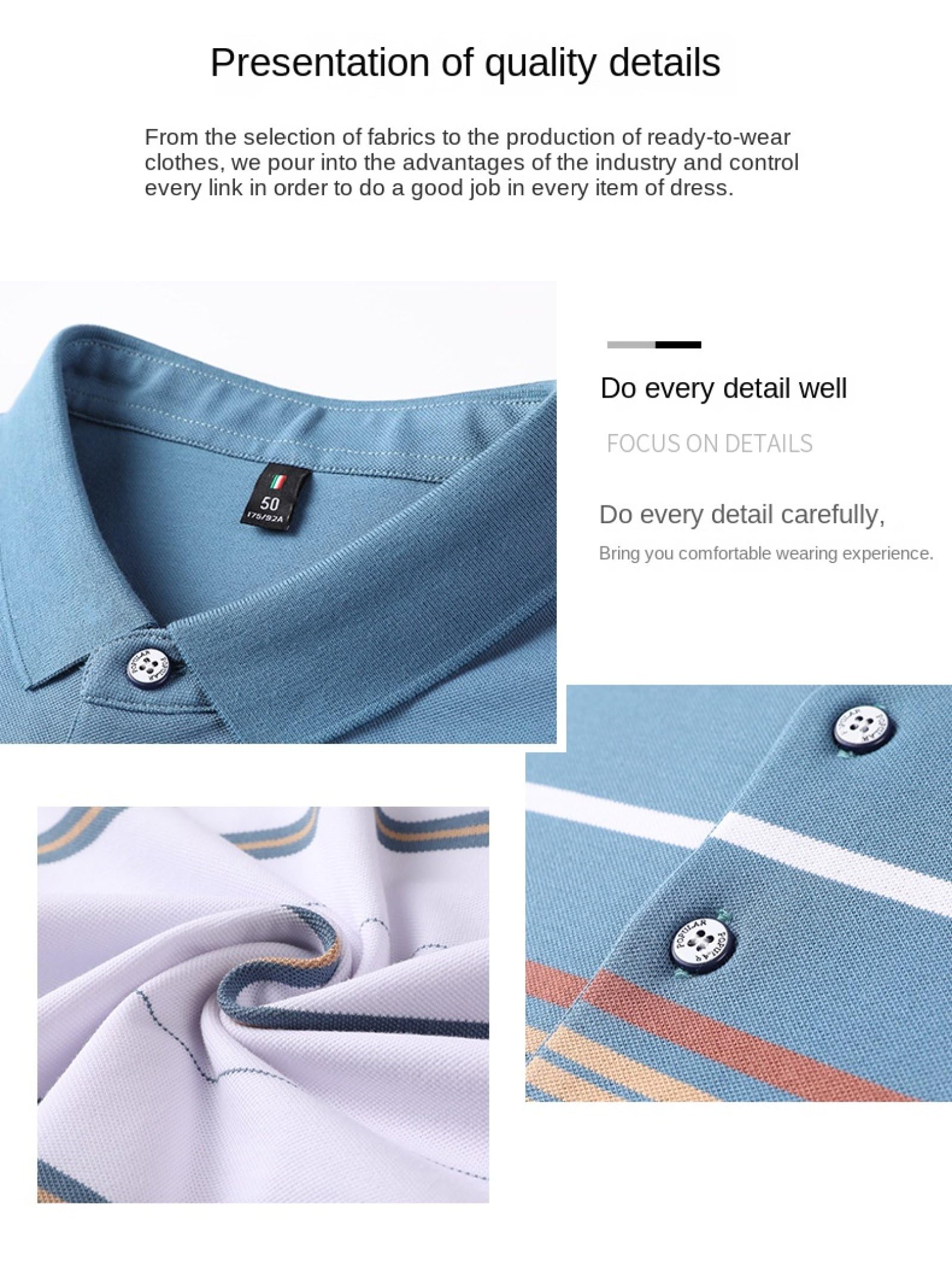 Moda Casual - Polo da Lavoro Slim da Lavoro Estiva Estiva Spogliata di Lusso in Cotone con 3 Bottoni per Uomo Top A Maniche Corte Moda Abbigliamento Uomo
