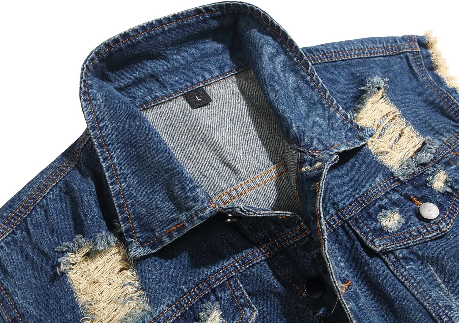 RANMCC Men's Denim Vest, Slim Fit Ripped Casual Sleeveless Jean Jacket Vest for Men - Image 3