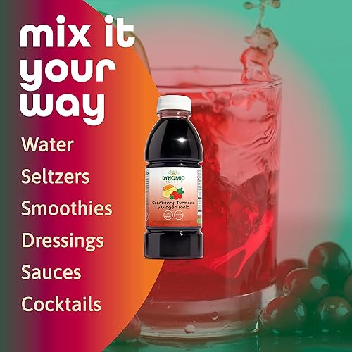 Miniatura 5 de Dynamic Health Tónico de cúrcuma y jengibre de arándano, certificado orgánico, soporte antioxidante natural, sin azúcar añadido, sin gluten, 16