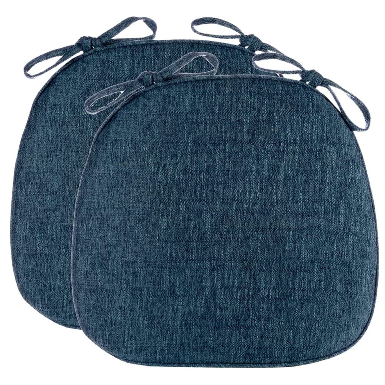 Chair Cushion, Dining Chair Cushions set of 2/4/6 Non Slip No Ties, Memory Foam Pads, Pad with Ties and Zipped Removable Covers C,2-piece