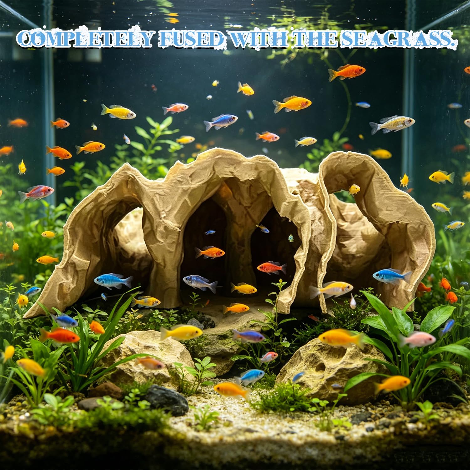 Unterirdisches Fischversteck in Holzoptik – 3D Gedruckte Welshöhle & Garnelen-Zuchthöhle für Aquarien, Mehrkammer Deko für Welse, Garnelen und Jungfische