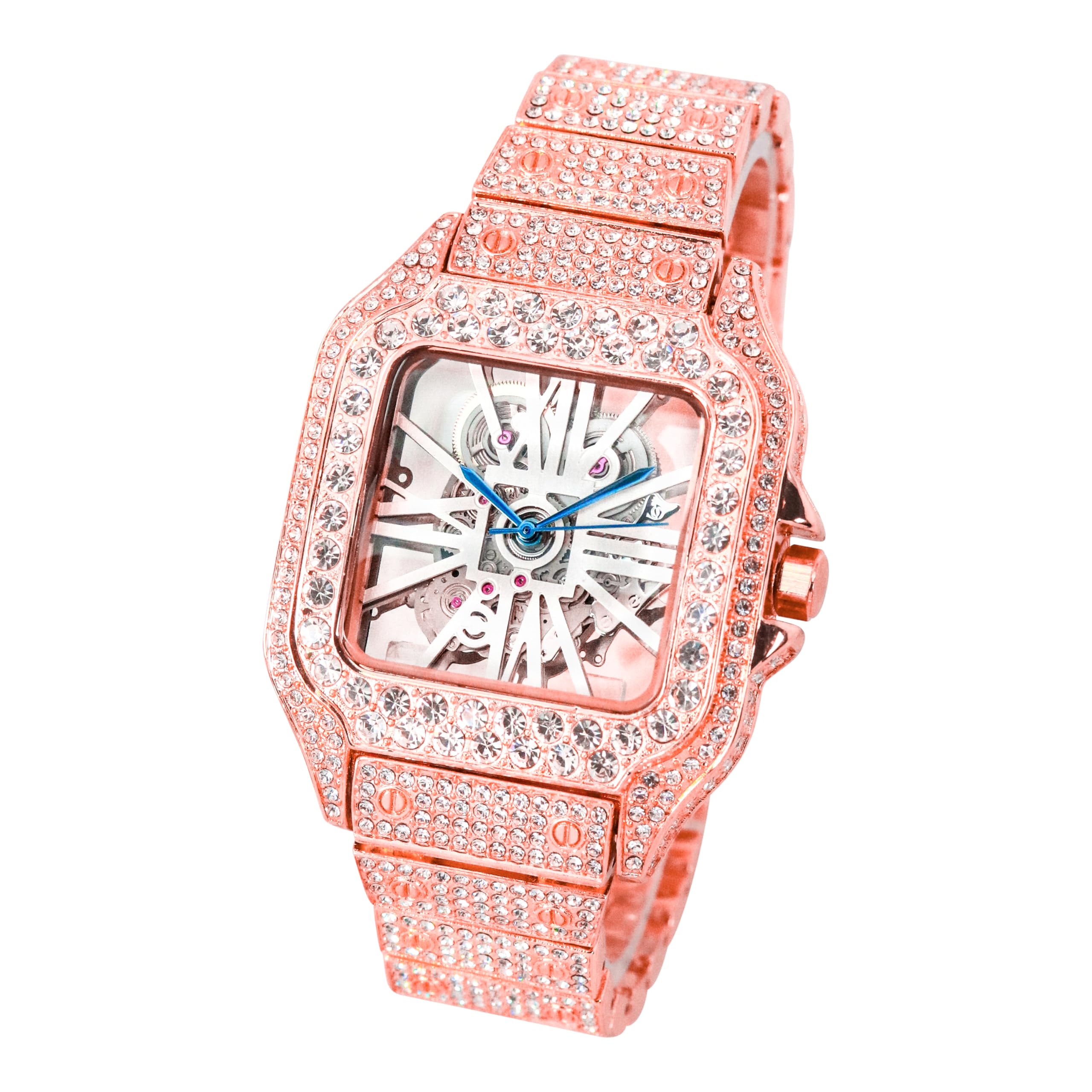 Techno Pave Reloj Cuadrado de Diamante para Hombre de 45 mm