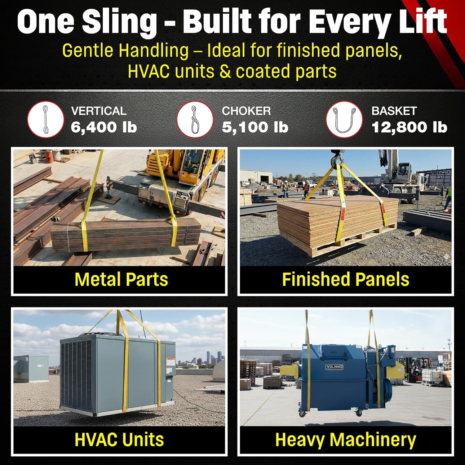 Heavy Duty Lifting Sling - 6400 lb Capacity -5