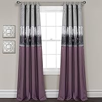 Vista 13 de Lush Décor Panel de cielo nocturno para sala de estar, dormitorio, comedor (cortina individual), 84 "x 42", gris y negro