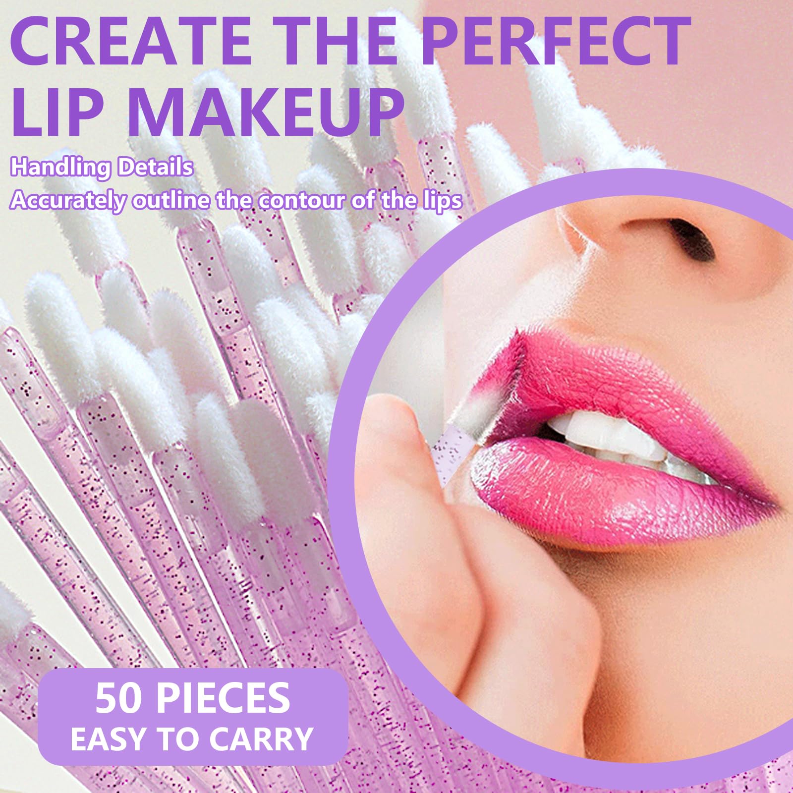 50 brochas desechables para labios (CSB-Violet-1)
