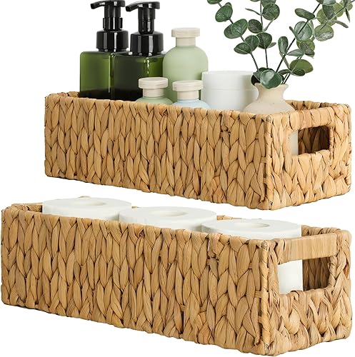 Graciadeco Nesting Small Wicker Basket, Water Hyacinth Toilet Paper Baskets Bathroom Organizer Woven Long Narrow Baskets for Organizing Pantry Graciadeco Nesting Small Wicker Basket, Water Hyacinth Toilet Paper Baskets Bathroom Organizer Woven Long Narrow Baskets for Organizing Pantry