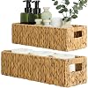Wicker Toilet Paper Basket, Water Hyacinth Storage Baskets, Toilet Tank Basket for Bathroom for Toilet Tank Top,Pantry, Back of Toilet Basket, Bathroom Baskets for Organizing, 2 Packs