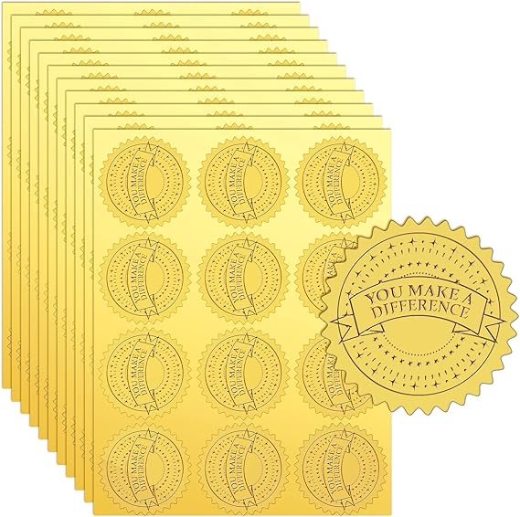Pasimy 360 Pcs Gold Foil Embossed Certificate Seals 2