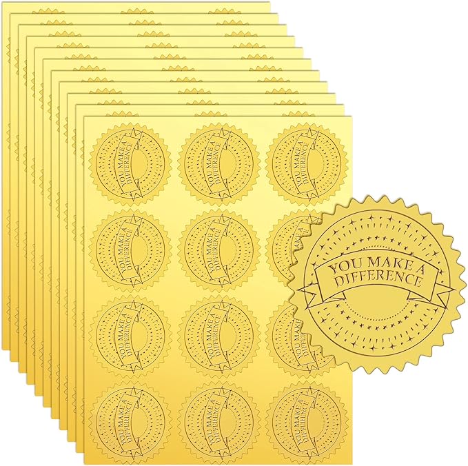 Pasimy 360 Pcs Gold Foil Embossed Certificate Seals 2