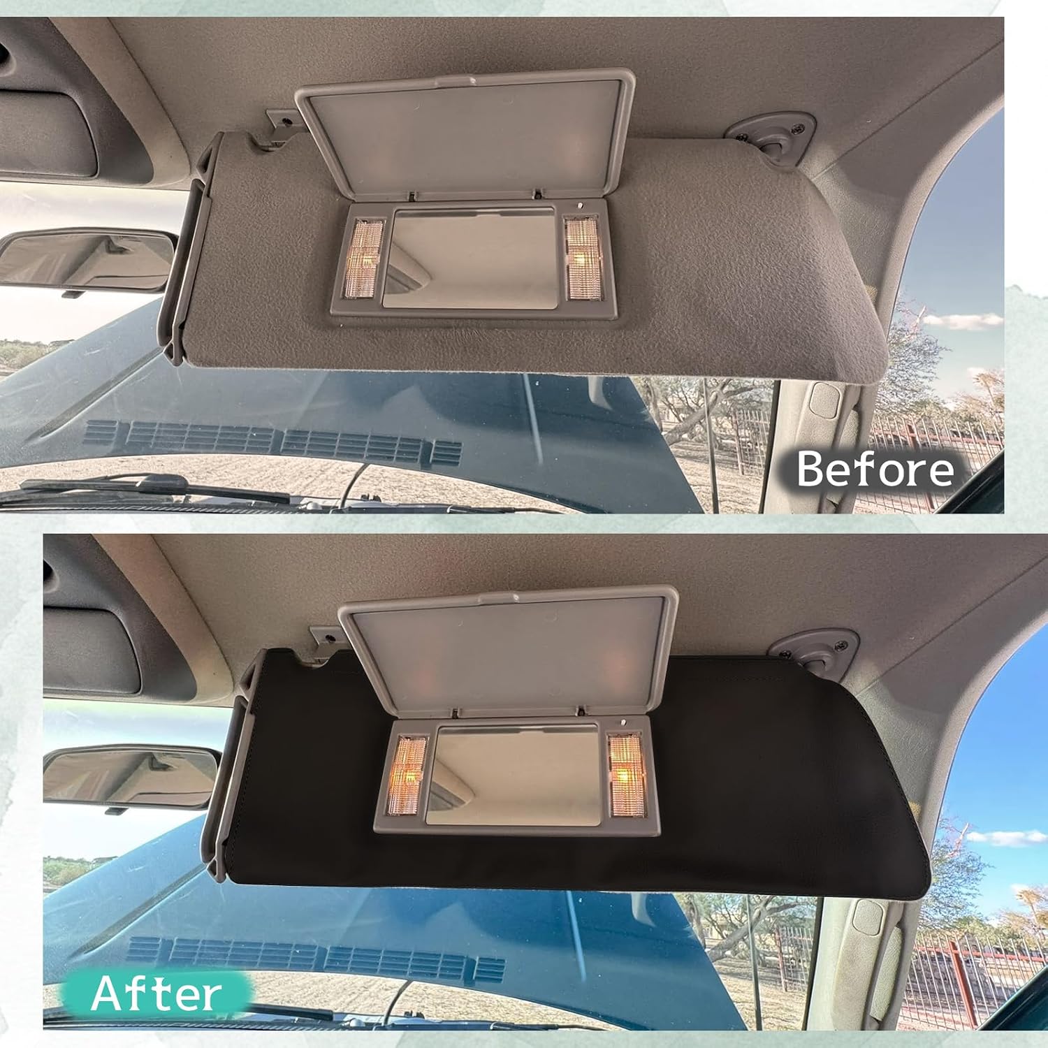 QianBao Sun Visor Covers Compatible with Chevy Tahoe Suburban & GMC Yukon 1995 1996 1997 1998 1999, Microfiber Leather Sunvisor Protector Shields, Left & Right Side (Black 2PCS)