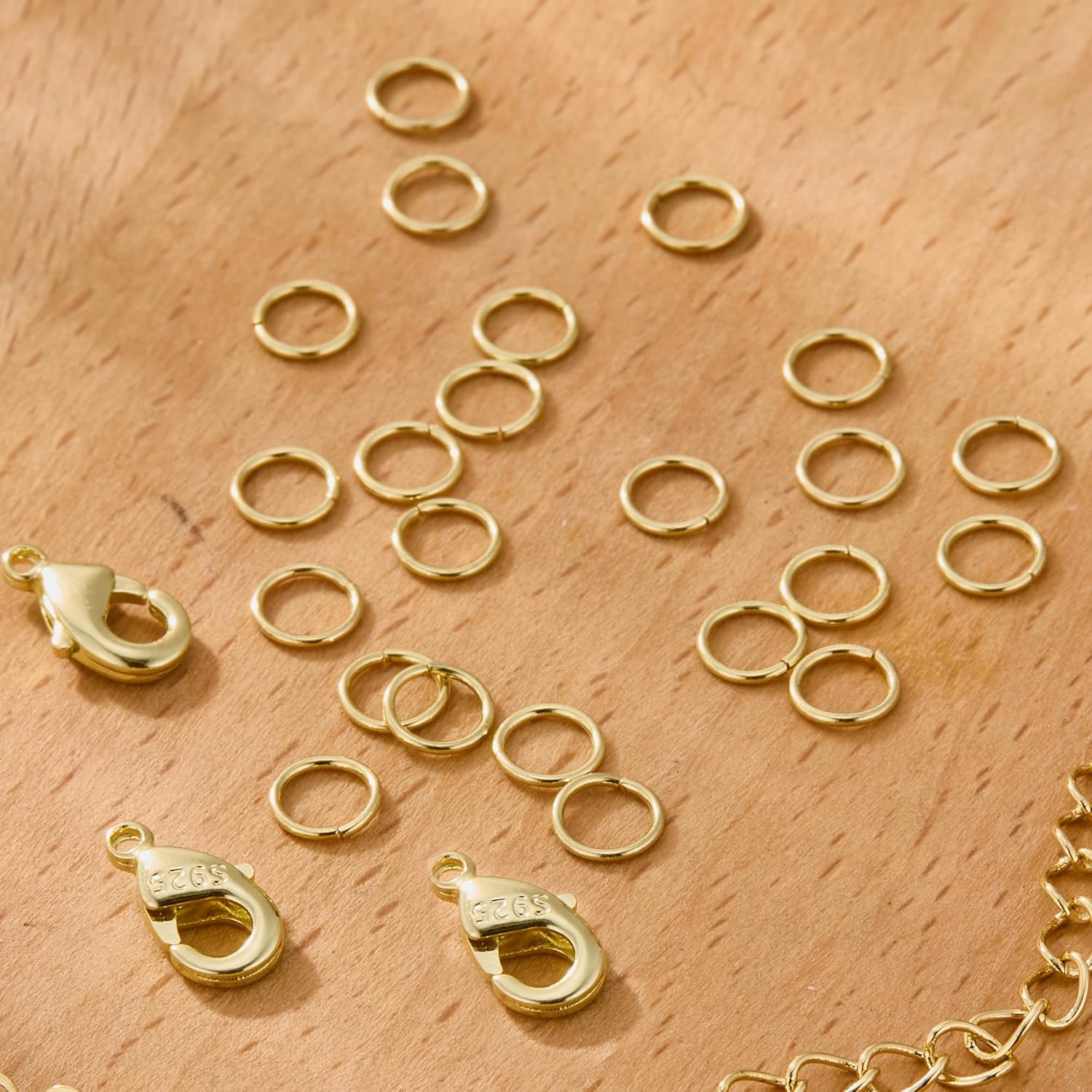 23Pcs 14K Goldplated Lobster Claw Clasps 10mm with Open Jump Rings Jewelry Making Set, 925 Sterling Silver Jewelry Finding Supplies Small Gold Lobster Clasps for Necklaces Bracelet Chains Connector - Image 5