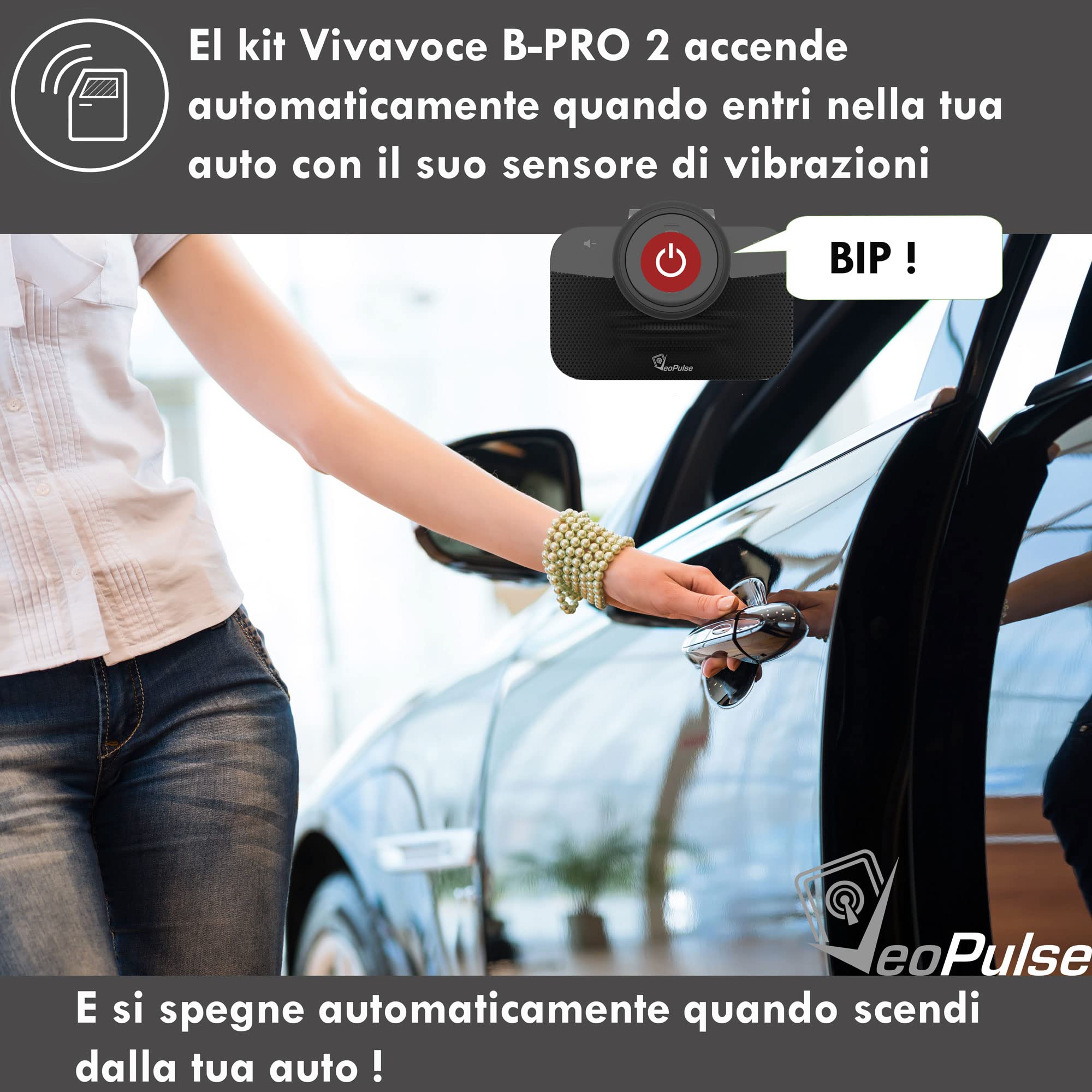 B-PRO 2B Kit Vivavoce per Auto Bluetooth con Accensione e Connessione Automatica per telefonare in Sicurezza e legalità al Volante