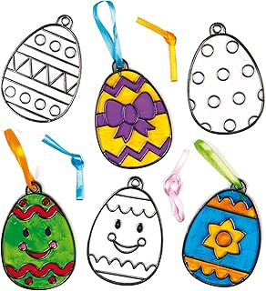 Baker Ross Kit de décorations attrape-soleil œuf de Pâques en acrylique que les enfants pourront peindre et suspendre à la fenêtre - Kit de loisirs créatifs pour enfants (Lot de 8)