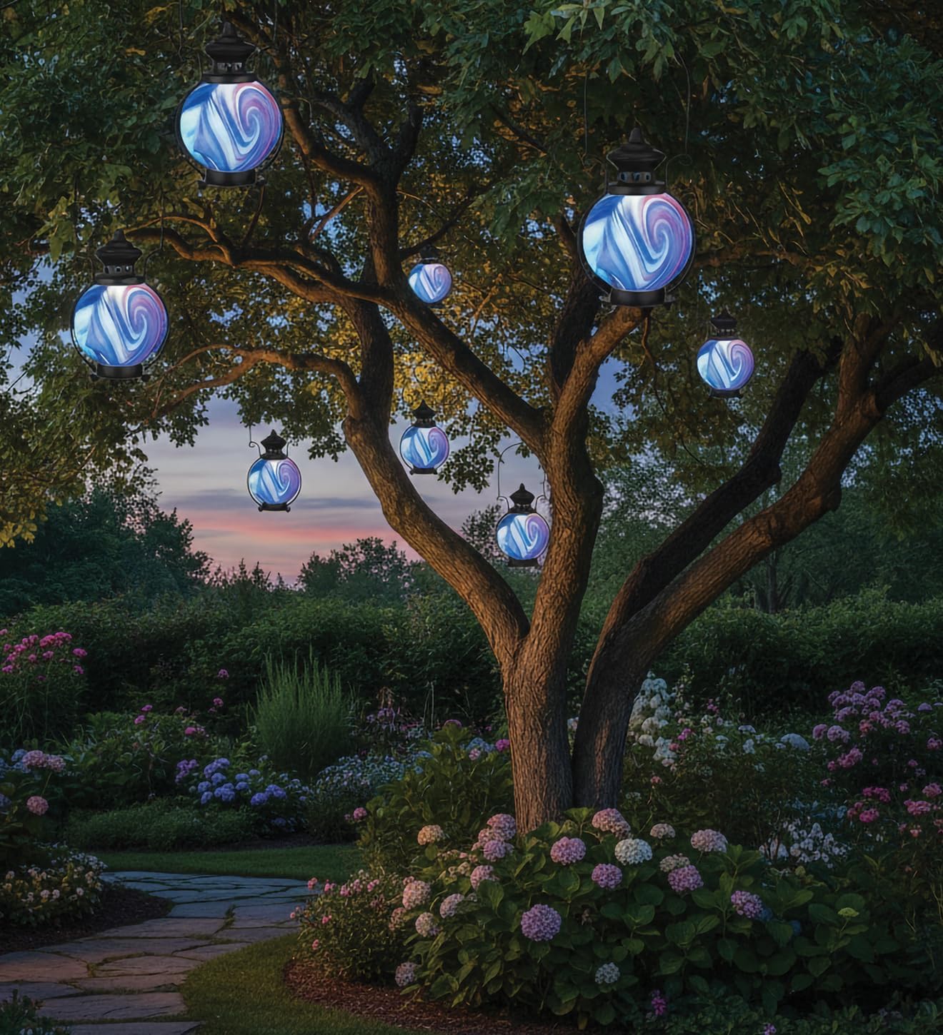 Regal Art & Gift Decorative LED Lantern for Home Décor | Metal and Glass Indoor Accent Light | Swirl Design Table Lantern for Living Room, Bedroom Ambient Lighting - Purple