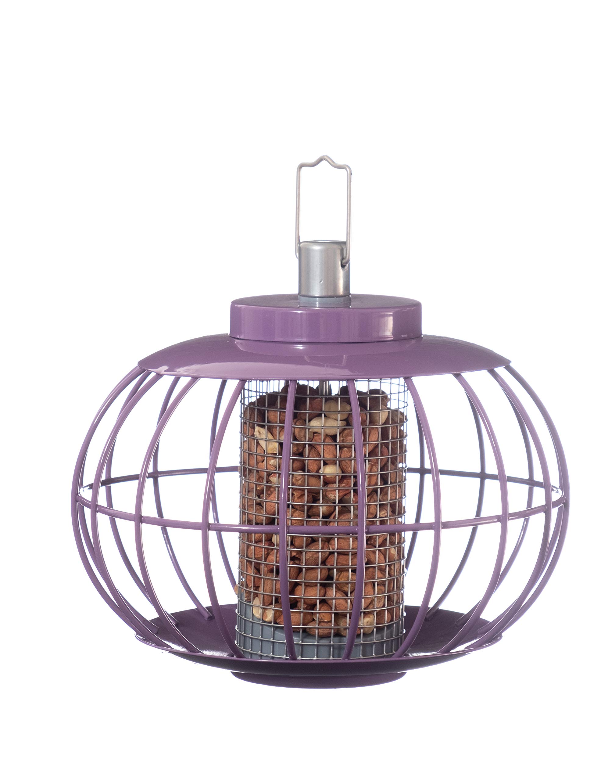 The NutteryNut Bird Feeder LANN02 - Lantern Style, Squirrel-Proof, All-Weather Steel Construction - Large Capacity Garden Bird Feeder with Easy-Fill Design - Aubergine