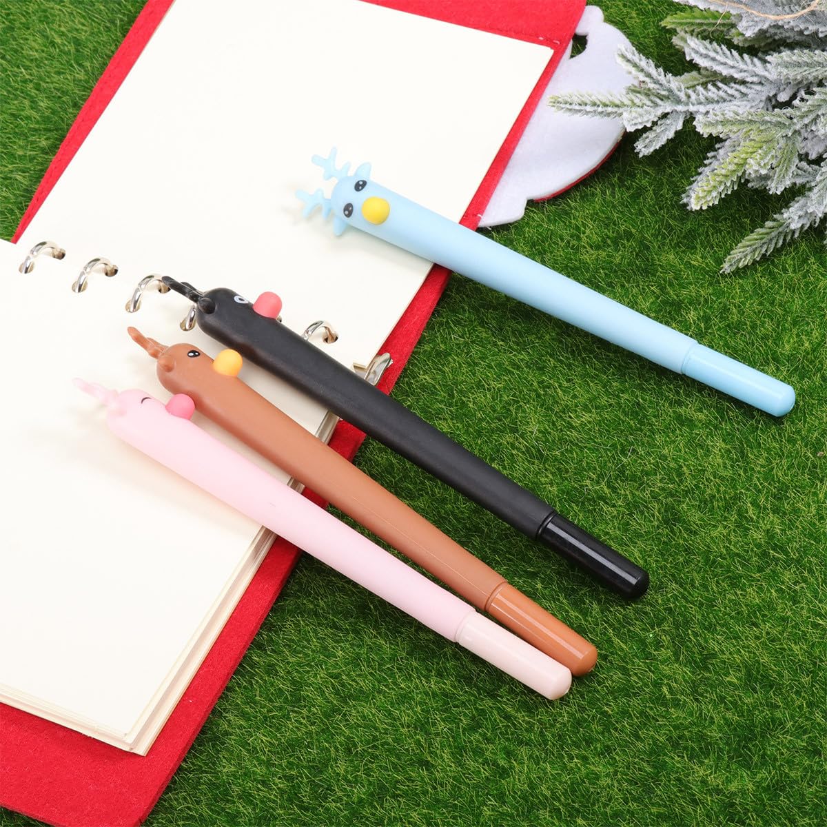 VALICLUD Lot de 8 Mini Stylos à Bille Colorés en Forme de Renne pour Noël, L'école Et Le Bureau