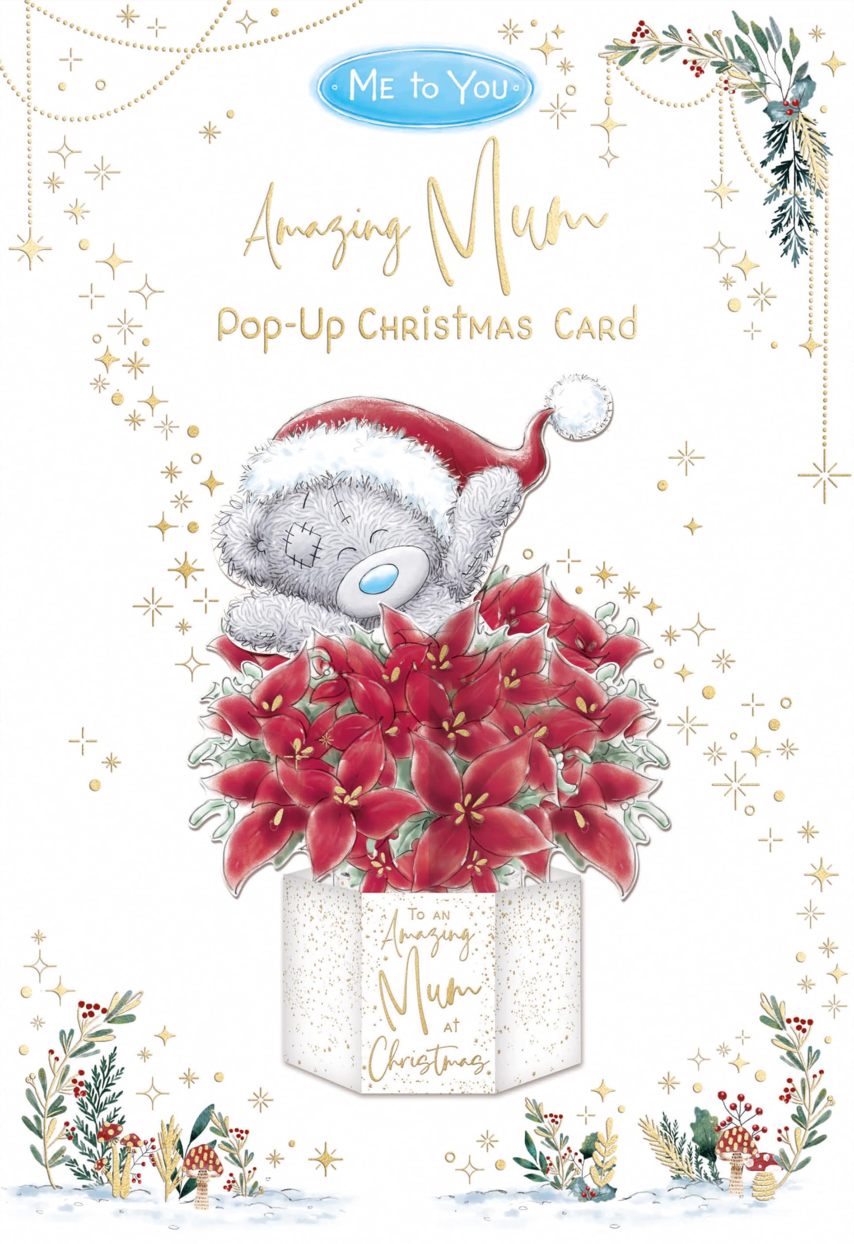 Me To You Tatty Teddy Luxury Pop-Up 3D Poinsettia Christmas Card For Mum - Official Collection