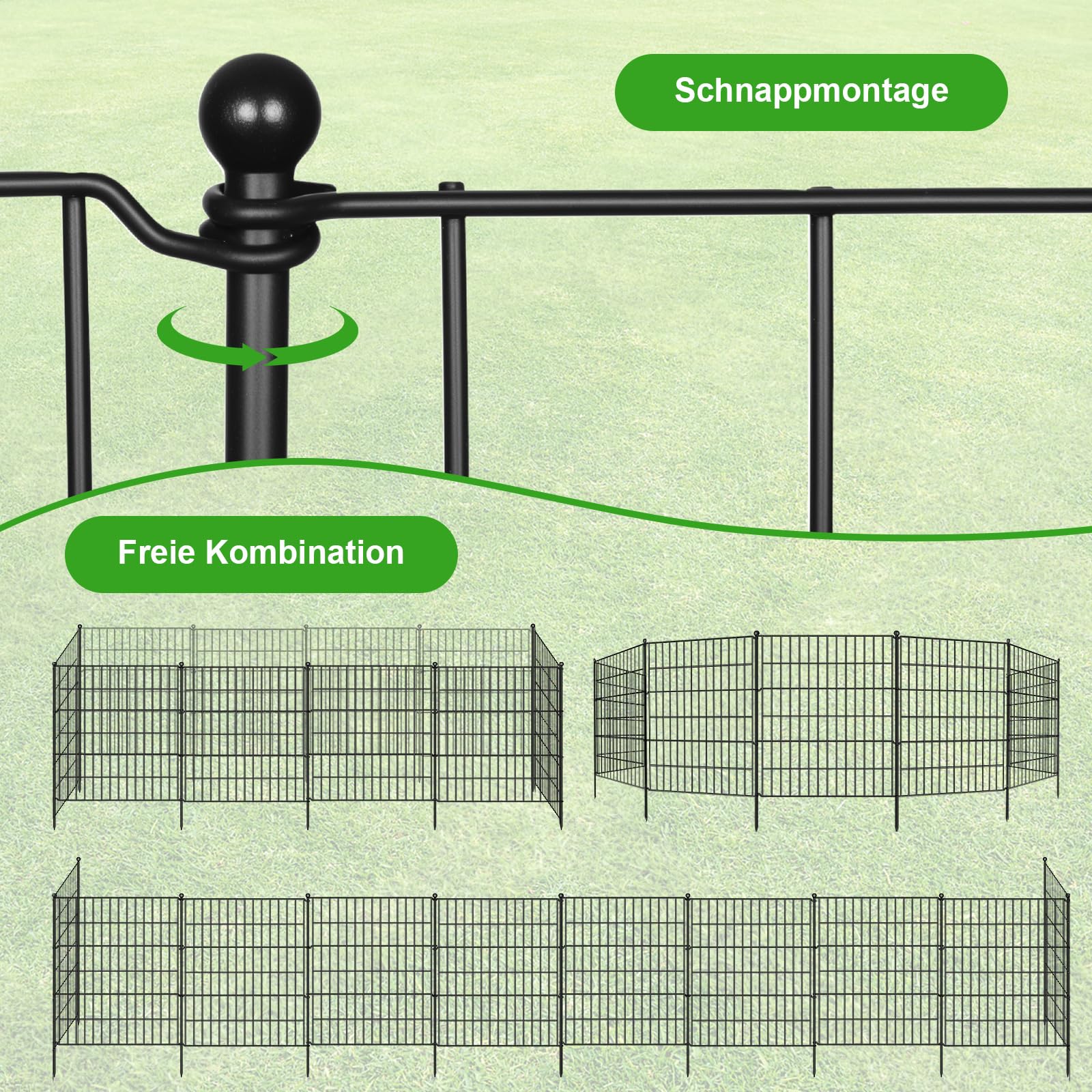 Dekorative Gartenzaun 81CM * 71 CM * 5 Stücke Metall Steckzaun, Keine Graben Tier Barriere Fechten, Haustier Zaun Gitterzaun Set Beetzaun Grenze für Kaninchen Hund