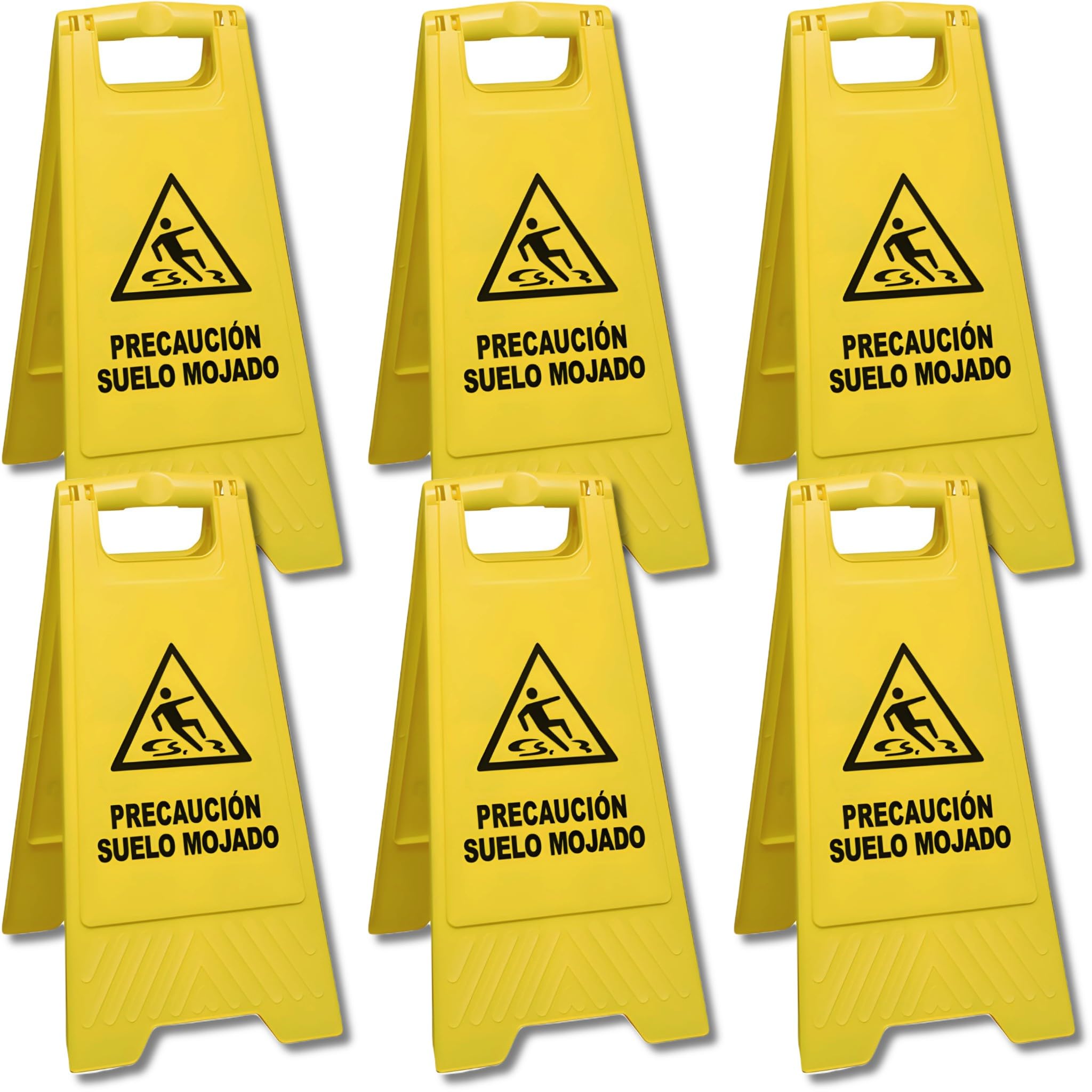 Bricoloco Cartel suelo mojado señal de advertencia y precaución de suelo resbaladizo. Colegios, hospitales, obras, portales, hostelería. Polipropileno 60x25 cms (6)