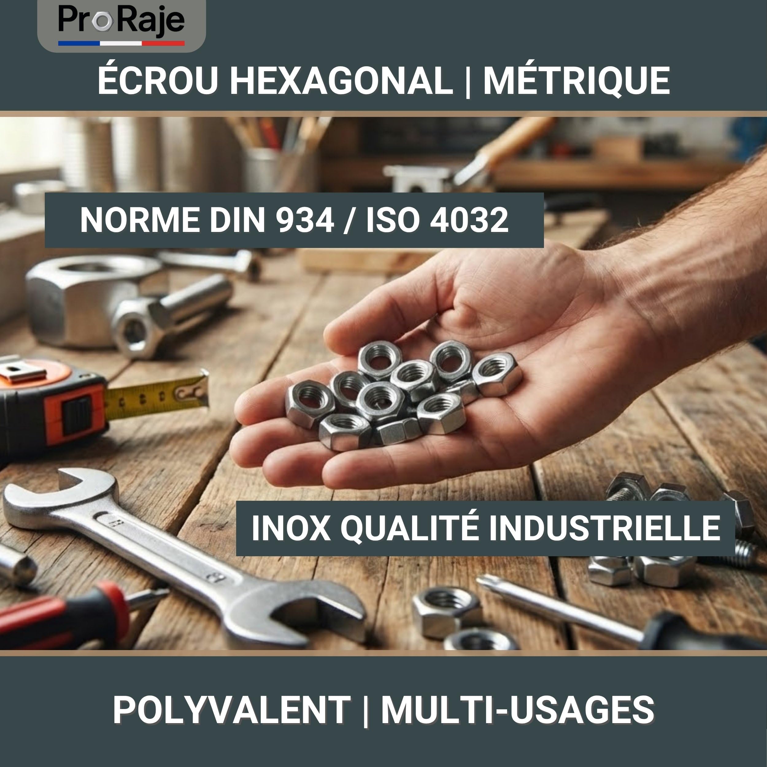 Dado inox M5 esagonale HU in acciaio inox A4 per viti, aste filettate, bulloni Ø 5 mm / diam. 5 mm | Dadi DIN 934/ISO 4032 | Viteria inox A4-80 (V4A/316): set di 50 pezzi